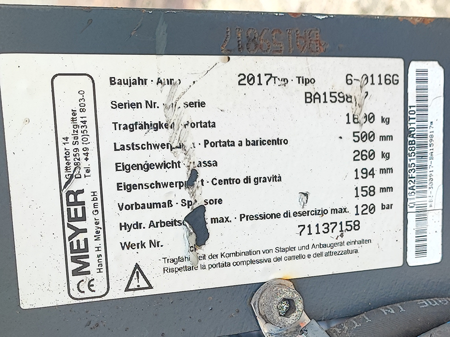 Pozycjoner z przesuwem bocznym wideł Meyer 6-0116G