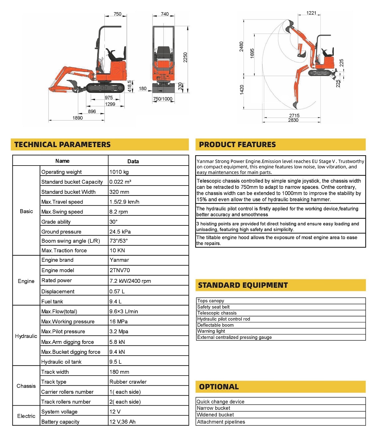 Minikoparka gąsienicowa Lonking CDM6010