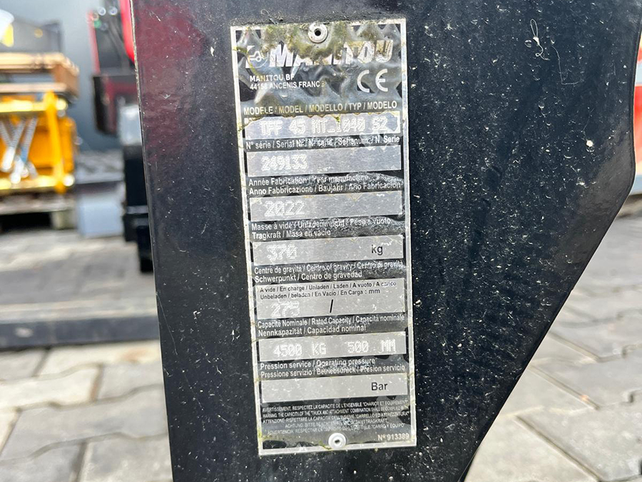 Widły paletowe z przesuwem bocznym do ładowarki Manitou TFF45MT-1040S2